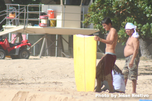 Washed up, half-a-surfboard.